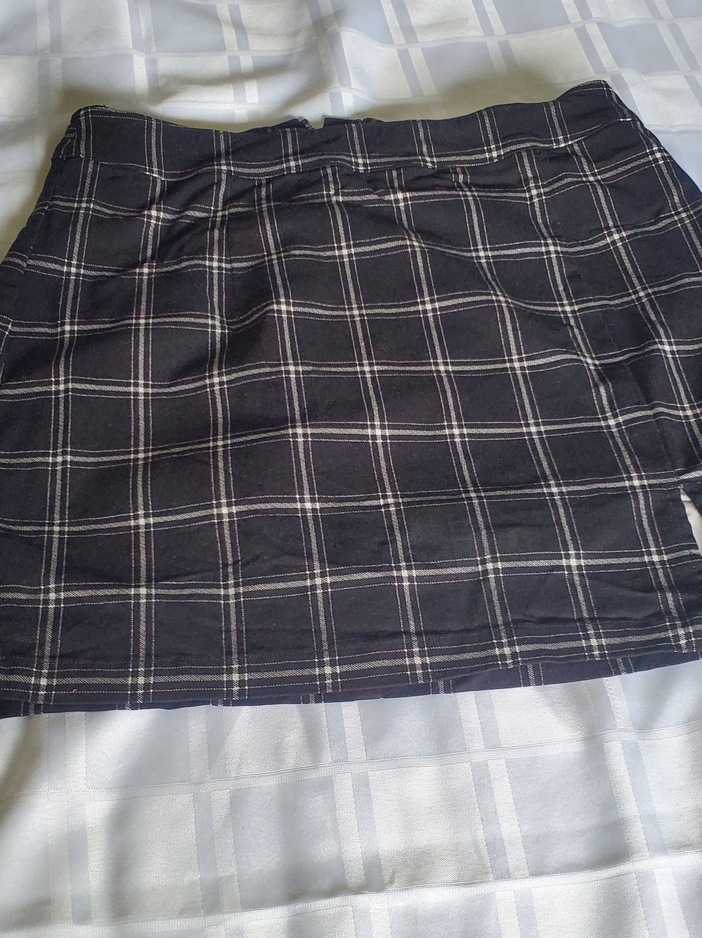 Garage Black Mini Skirt with White Plaid